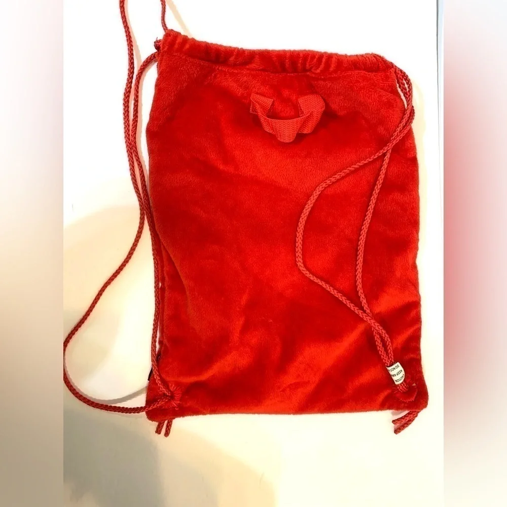 Angry Birds Soft Velvet Velour Drawstring Cinch bag Backpack Tote RED